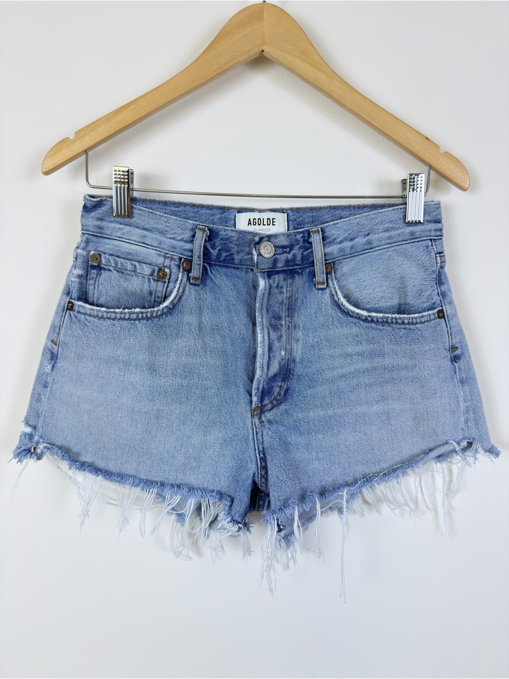 Agolde Parker Distressed Denim Shorts Women’s Size 25 Light Wash Cut Off